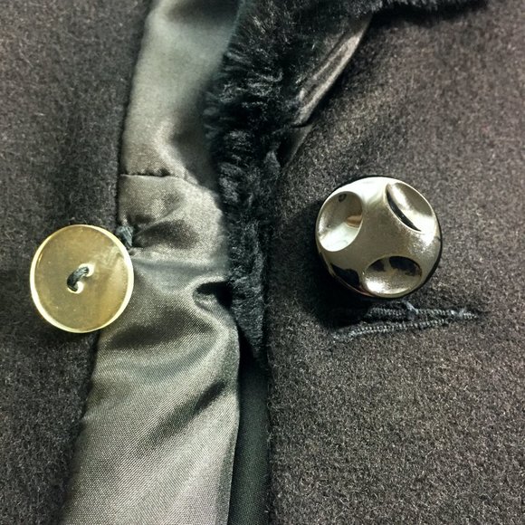 EX+ VTG 30s Style WOOL COAT Faux Fur Cuffs Oversize Collar Fit & Flare STUNNING - Picture 9 of 15